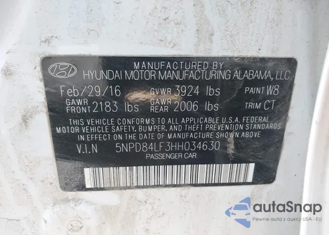2017 Hyundai Elantra Limited from USA, damaged, VIN 5NPD84LF3HH034630